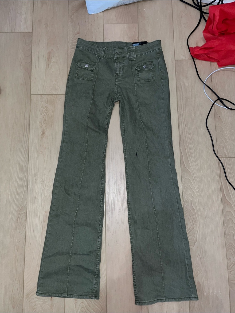Divided Olive Green Flared Pants